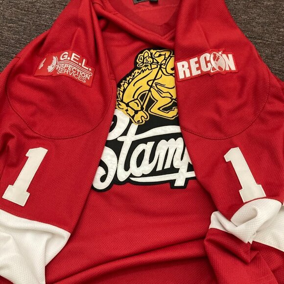 Harrow Sports Stampeders Jersey Men's Size XXL Red Horse #1 - Picture 3 of 13